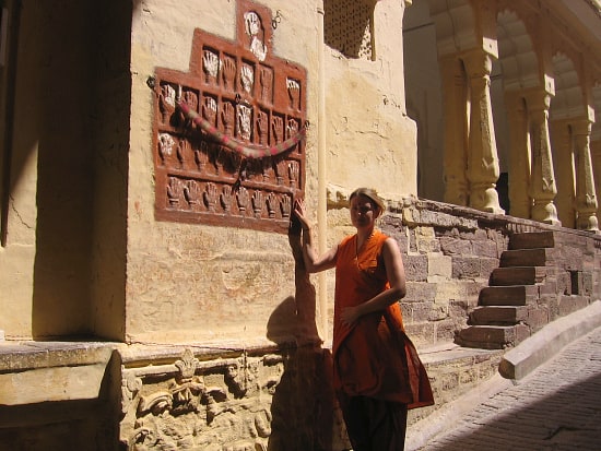 Mariellen and sati prints, Mehrangarh Fort, Jodhpur, Rajasthan