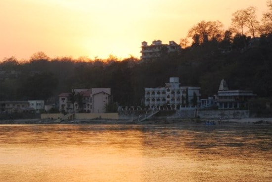photograph of Rishikesh, India at sunset