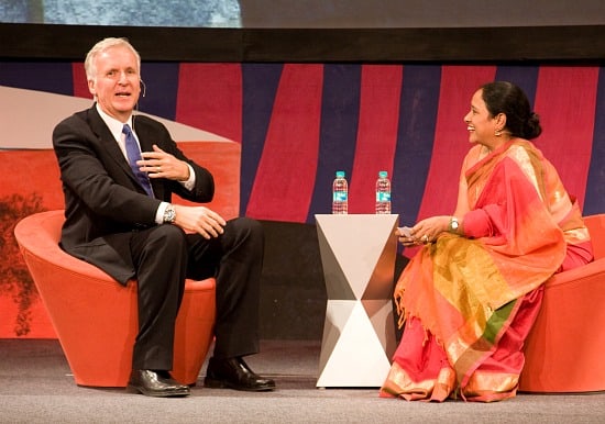 Photo of James Cameron and Lakshmi Pratury courtesy of Gene Driskell for The INK Conference, Mumbai, India
