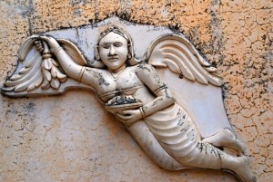 Photograph of stone angel in Udaipur, Rajsasthan, India