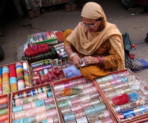 Bangle seller, Hauz Khas market, Delh 2010