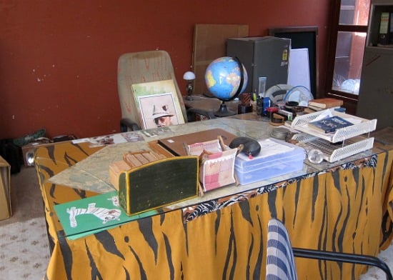 Photograph of desk of Fateh Singh Rathore, Tiger Watch Office at Ranthambhore National Park and tiger reserve, Rajasthan, India
