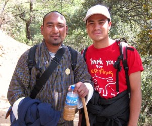 Photograph of my guides David and Kanchzen on climb to Taktshang Monastery, Paro, Bhutan