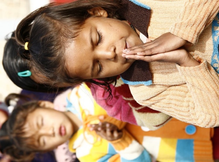 Photograph of School children at Aurovalley Ashram, Rishidwar, India