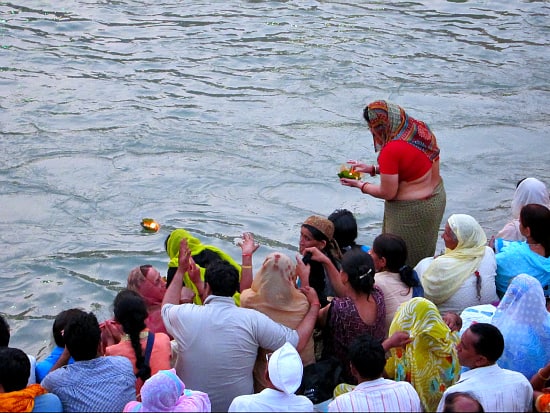 Aarti on the Ganga in Haridwar, India during Kumbh Mela, 2010