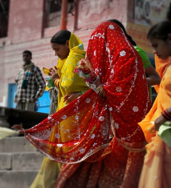 RED: A bride in Varanasi, India