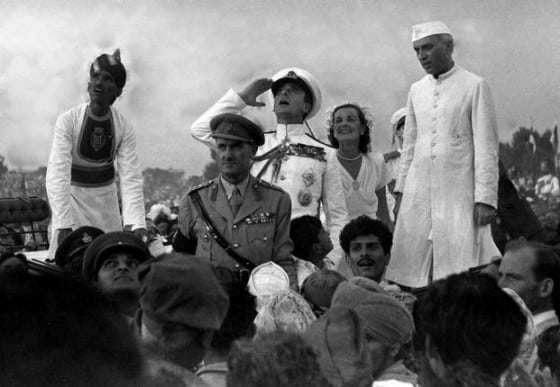 Mountbatten and Nehru on August 15, 1947 in Delhi