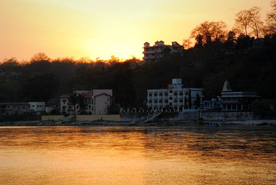 Rishikesh, India at sunset revealing the other worldly nature of this sacred place