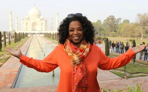 Oprah in India, at the Taj Mahal