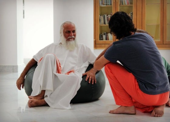 AA - Swamiji satsang library Swami Brahmdev (Swamiji) during satsang in the new library, Aurovalley Ashram, India