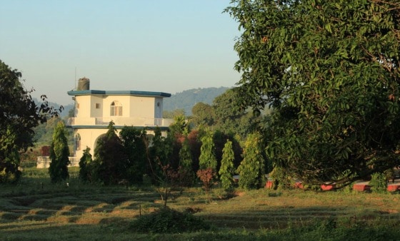 AA - grounds after sunrise Aurovalley Ashram, India -- yoga ashram near Rishikesh