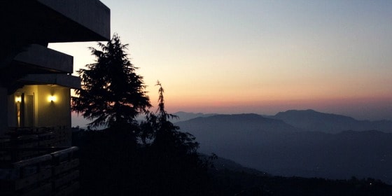 Kanatal CM view dawn View of the Shivalik mountains at dawn, from my Club Mahindra balcony, Kanatal, India