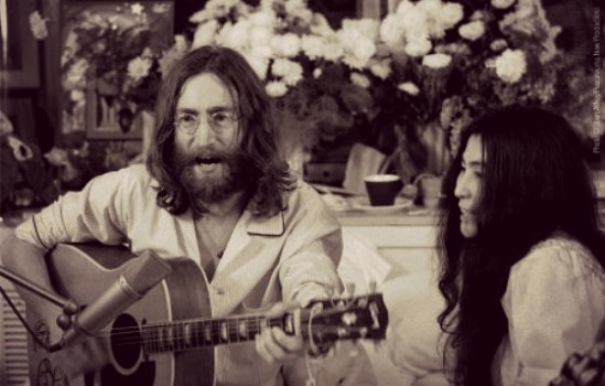 John Lennon and Yoko Ono during Bed-in for Peace, Montreal, June 1969
