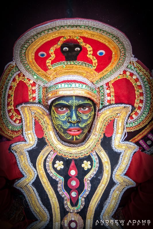 Colorful costumes and painted faces festival season in Kerala - Travel Photographer Andrew Adams