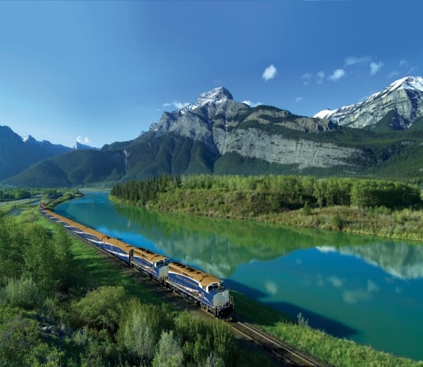 The Canadian Via Rail Train in the Rockies