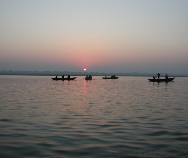 Solemn sunrise on the Ganges River in Varanasi, India, 2009, by Waheed Rabbani