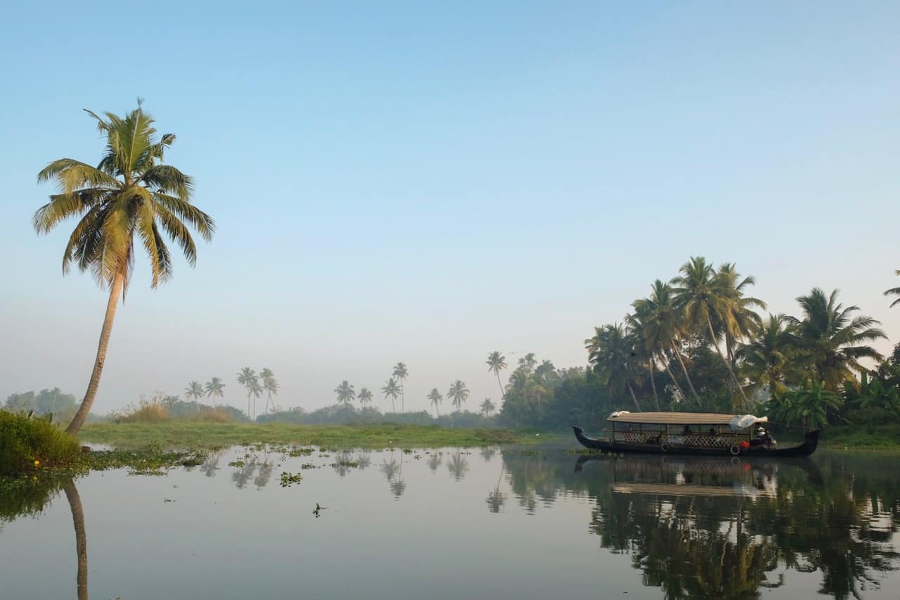 Kerala backwaters with boat