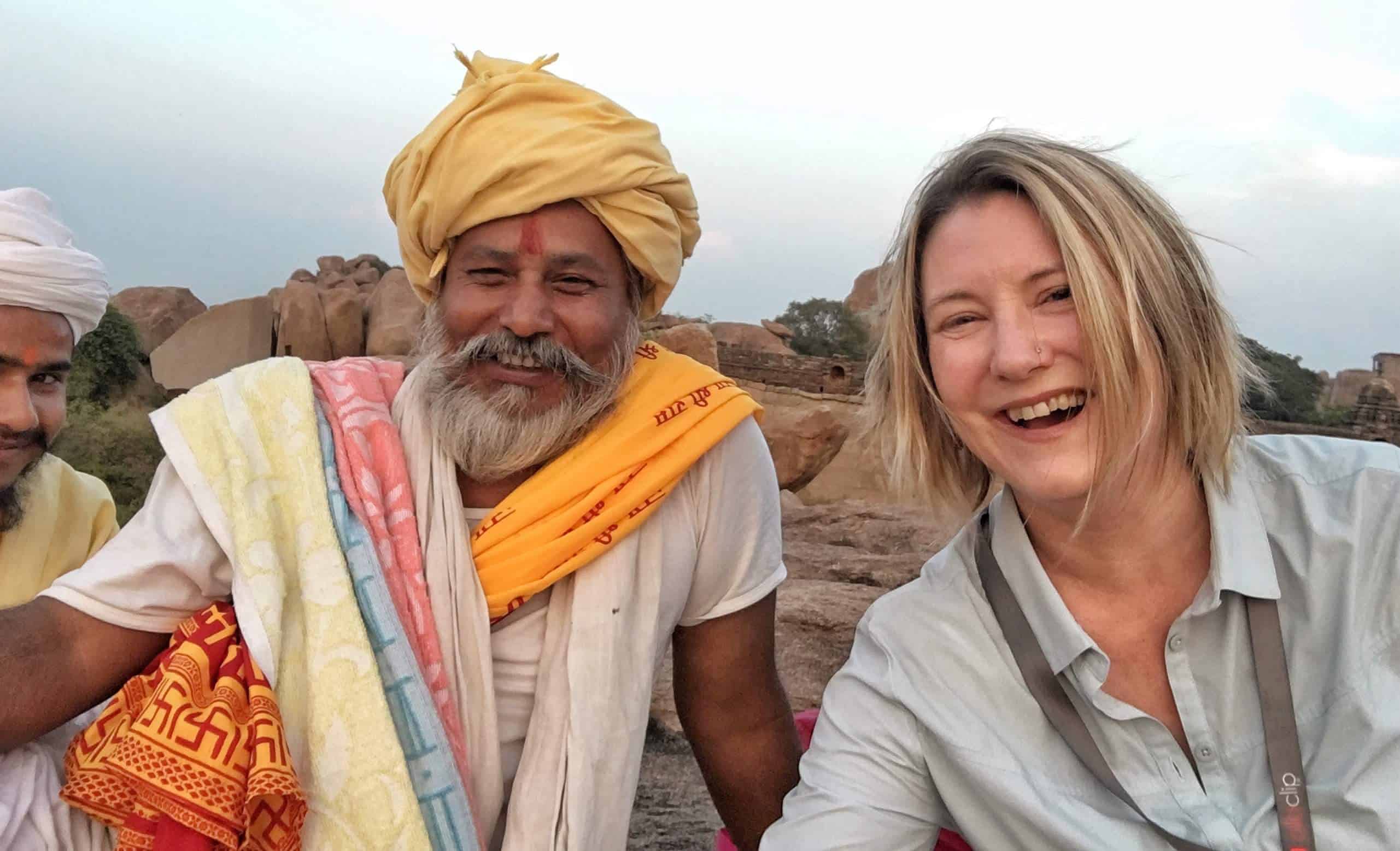 Mariellen with Sadhu in Hampi, India