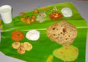 Banana leaf lunch 550 photograph of Indian food on a banana leaf in Tamil Nade, south India