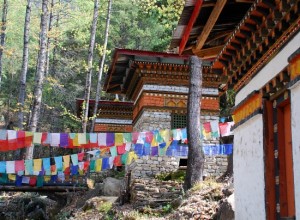 Photograph of chortens on the climb to Taktshang Monastery, Paro, Bhutan