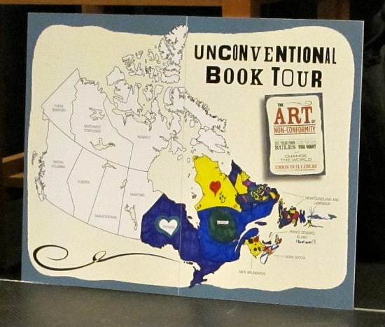 Photograph of Chris Guillebeau of The Art of Non-Conformity book launch map