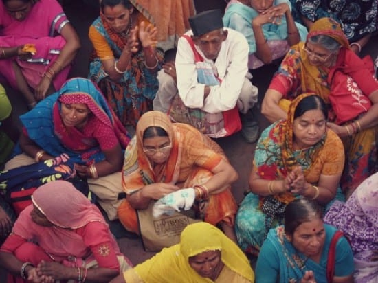 Women in saris at the Kumbh Mela 2010, Haridwar, India