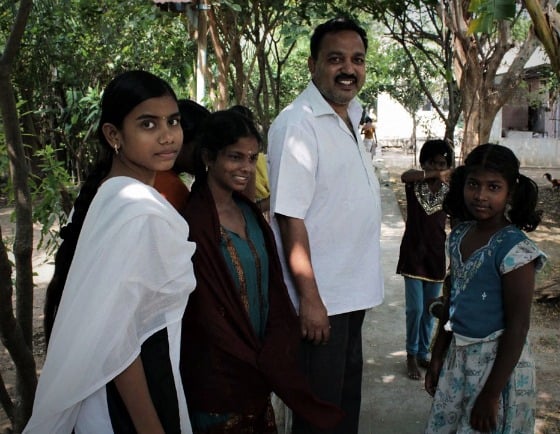 Ramu and some of the children at TDH CORE in Tiruvannamalai, Tamil Nadu, India