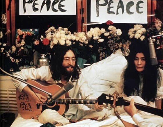 John Lennon and Yoko Ono during Bed-in for Peace, Montreal, June 1969
