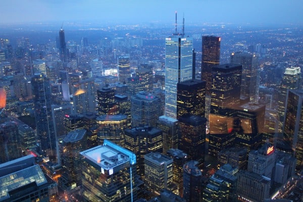 View of the Toronto skyscrapers from the CN Tower.