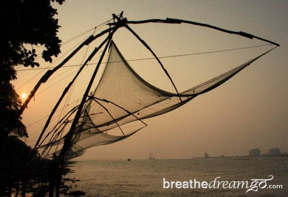Chinese fishing nets in Cochin / Kochi, Kerala, India