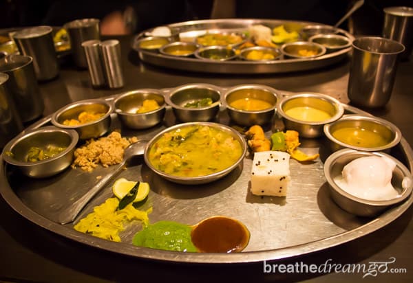 vegetarian thali at Rajdhani restaurant in Delhi