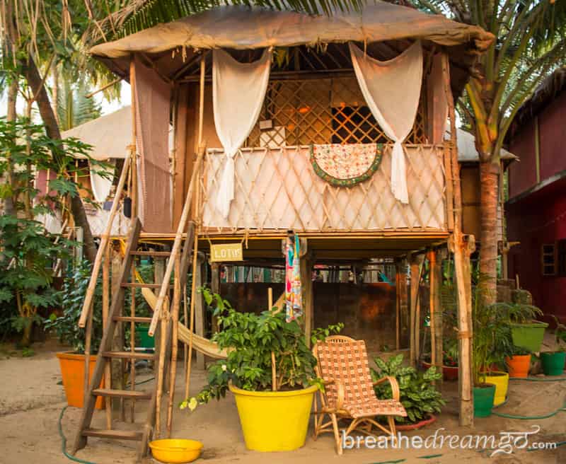 beach, hut, Agonda, Goa, India