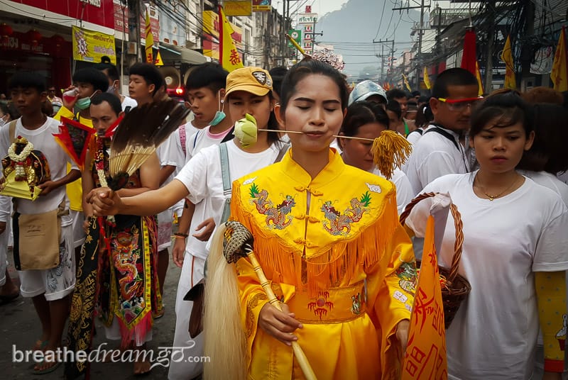 pierced faces at Vegetarian Festival, Phuket Thailand