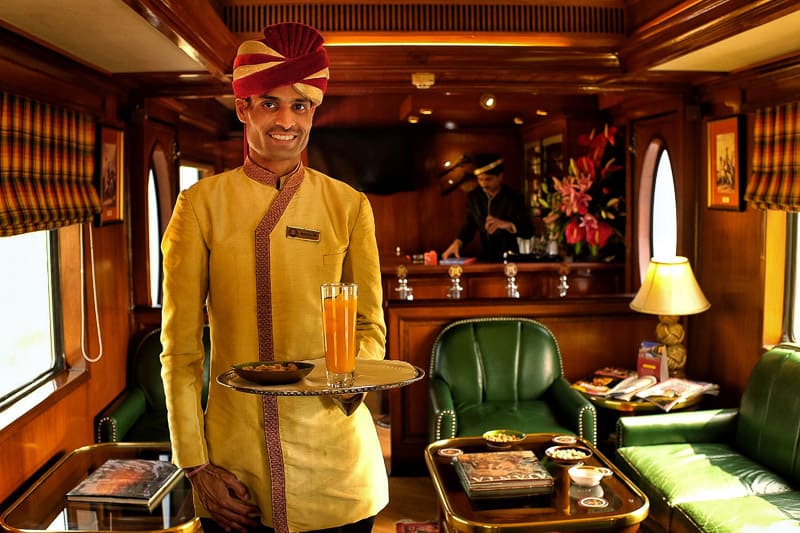 In the Rajah Club on Maharaja Express train Maharaja Express train, luxury train in India