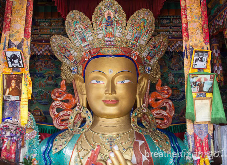 Golden Buddhist statue in Ladakh, India