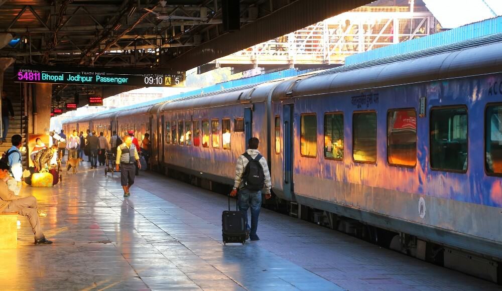 Indian train at Indian railway platform