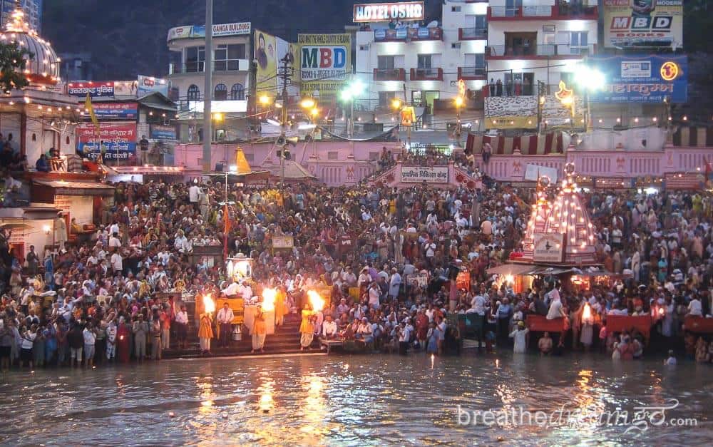 Aarti at the Ardh Kumbh Mela, Haridwar, India