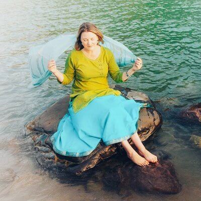 Mariellen Ward in the Ganga River, Rishikesh, India