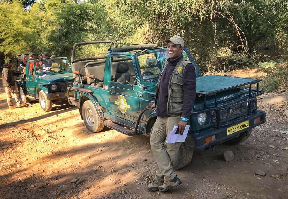 Naresh Gudda Singh with jeep at Tala Gate, Bandhavgarh National Park Tiger Reserve