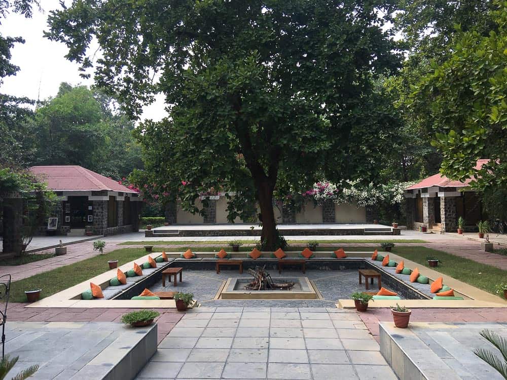 Courtyard with tree at Bandhav Vilas, Bandhavgarh National Park Tiger Reserve