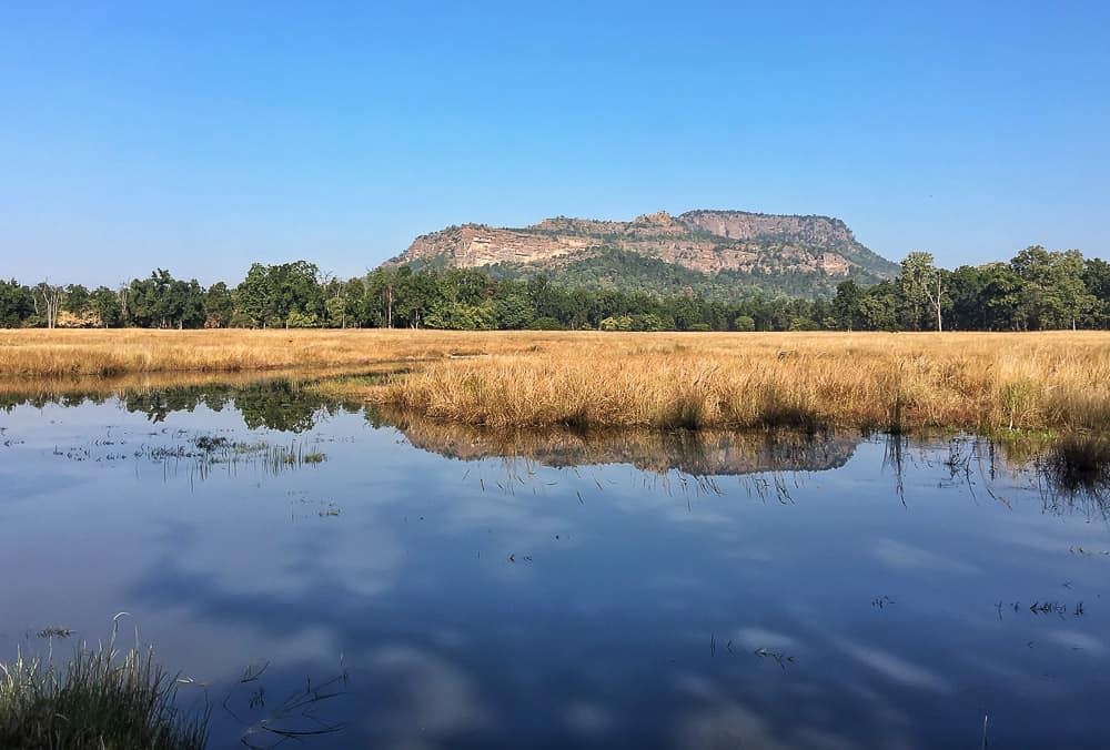 Bandhavgarh hill with pond, Bandhavgarh National Park Tiger Reserve