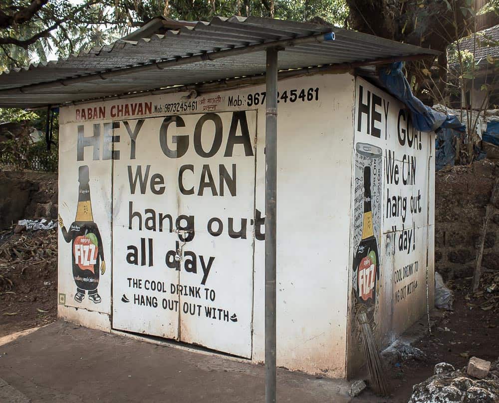 Goa hut with ad for Fizz