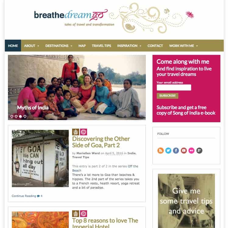 Breathedreamgo India travel blog home page