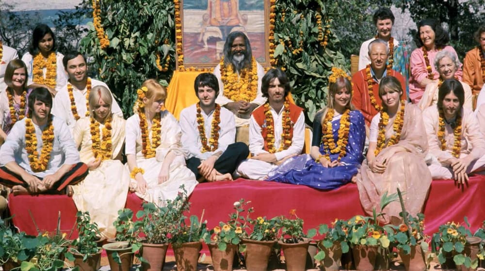 The Beatles with Maharishi Mahesh Yogi in Rishikesh India