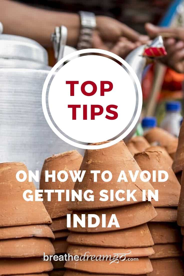 Pinterest Pin for tips to avoid getting sick in India