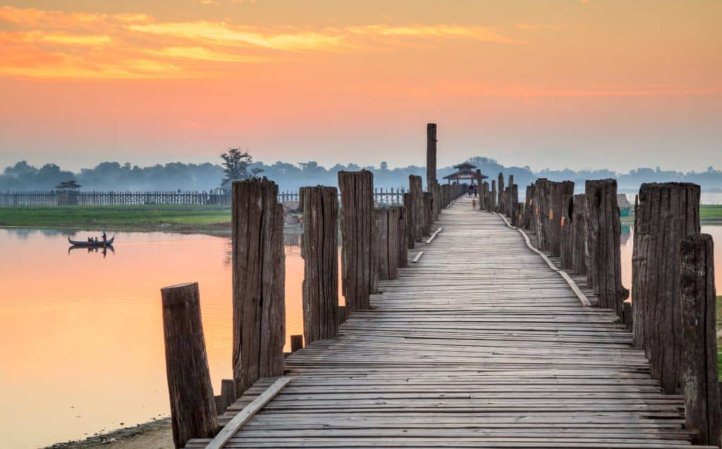 Myanmar travel photo: Bein's Bridge at sunset