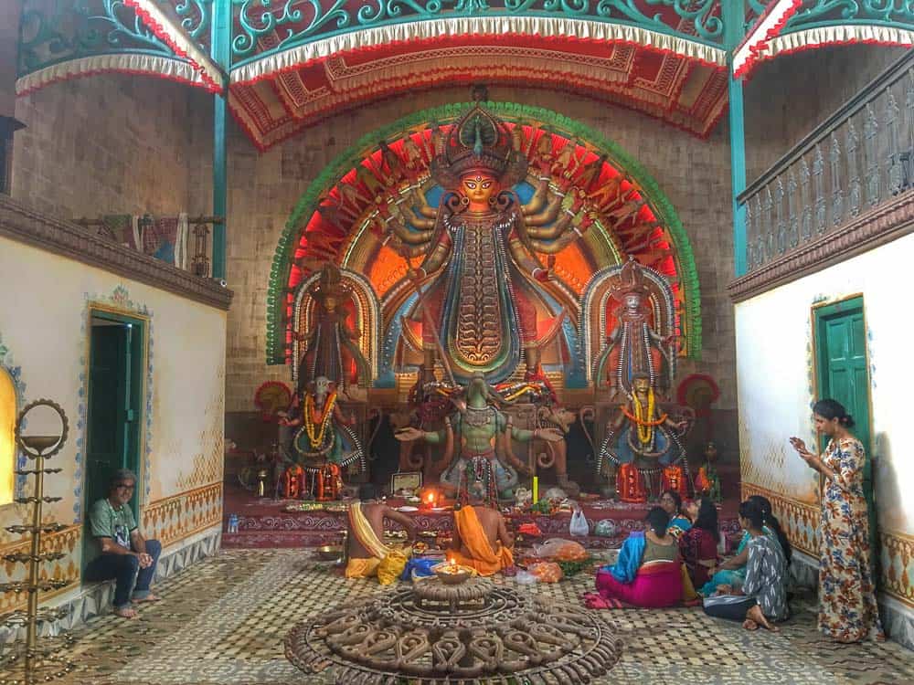 Durga idol in a pandal at Durga Puja in Kolkata