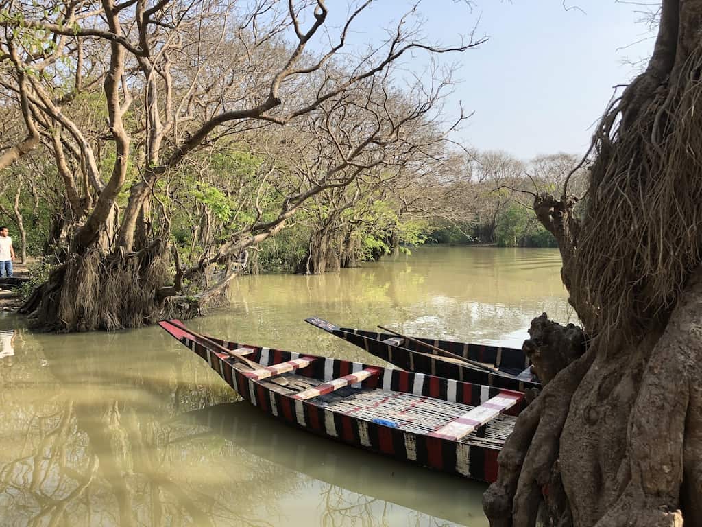 boats in a creek at Sylhet, Bangladesh