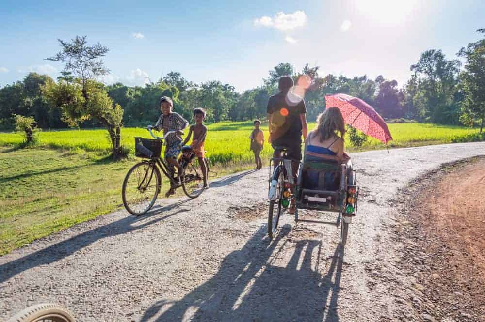 Cycle rickshaws in Mrauk U, Myanmar