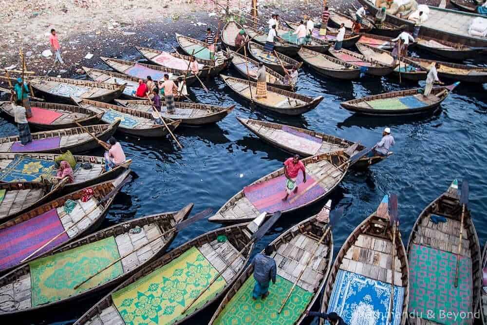 wooden boats at Sadarghat, Old Dhaka Bangladesh.